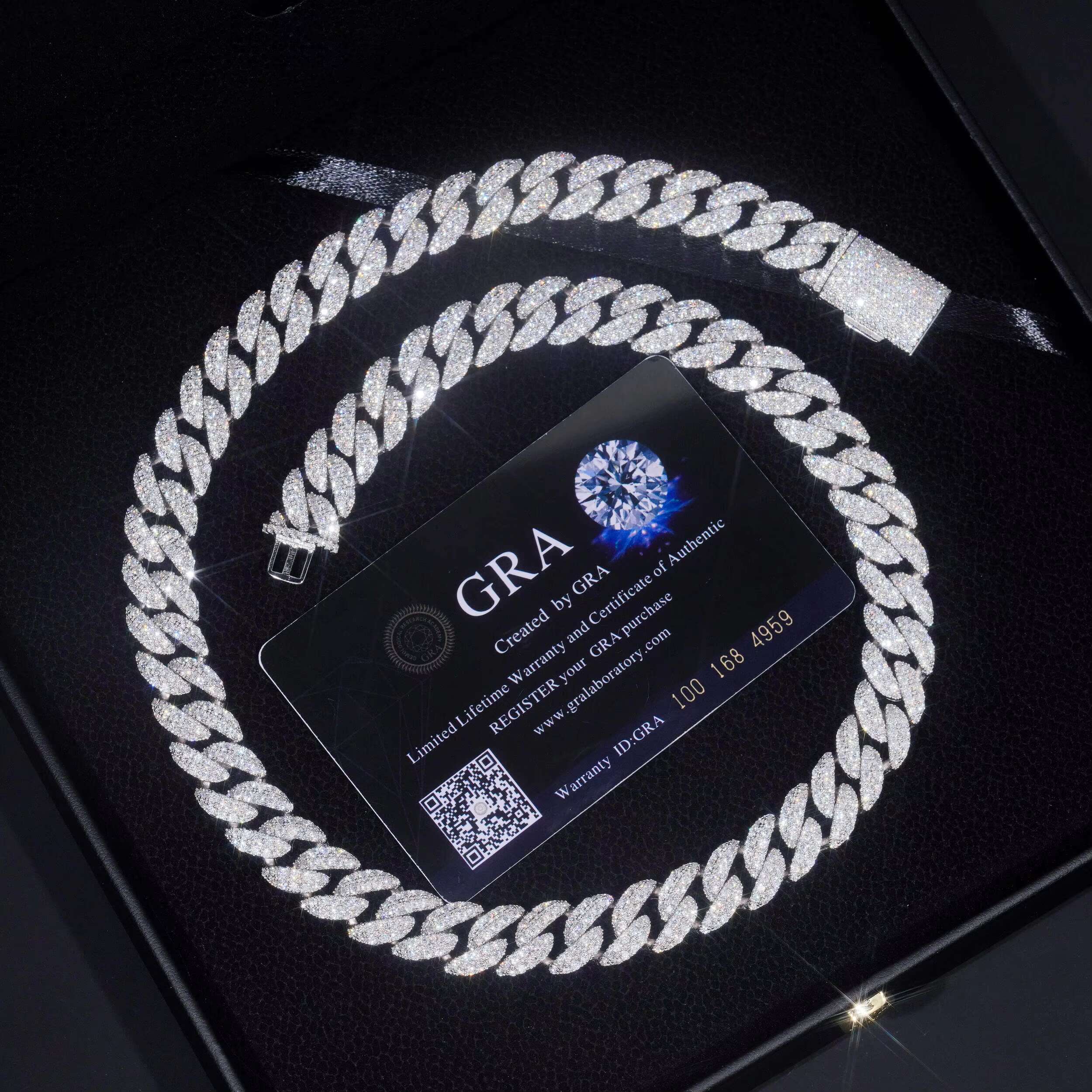 Hot Sale 12mm Cuban Link Chain Moissanite Pass Diamond Tester GRA Certificated Diamonds 925 Silver Gold Plated Moissanite Chain