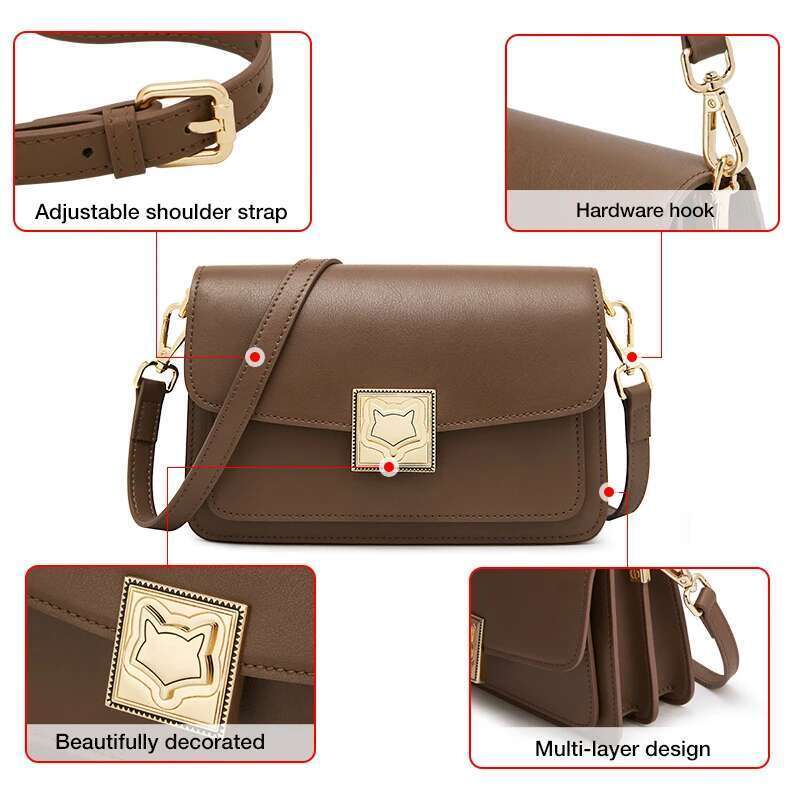 FOXER Fashion Organ Box Ladies Autumn Winter Retro Shoulder Temperament Women's Messenger Split Leather Square Bag