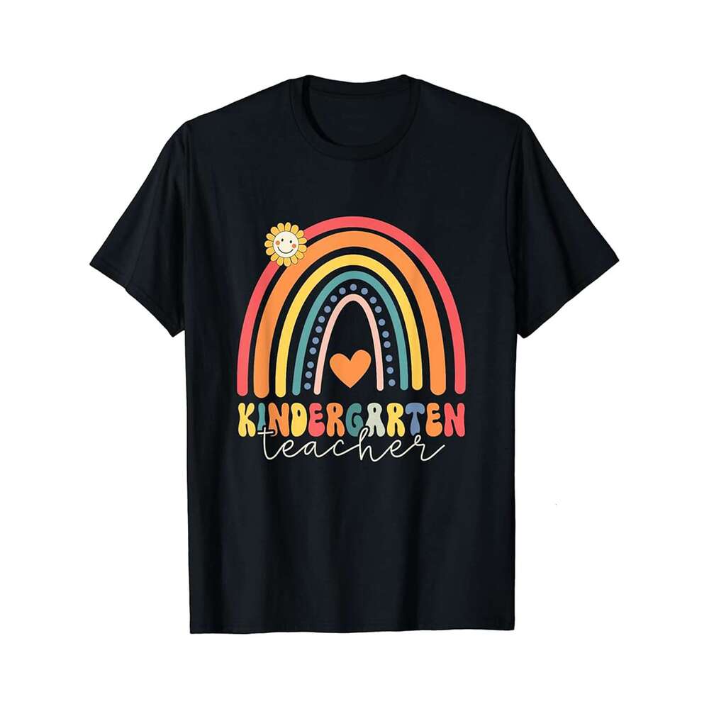 Designer T shirt Kindergarten Rainbow Style Retro Kinder First Day of School - 220g Tshits