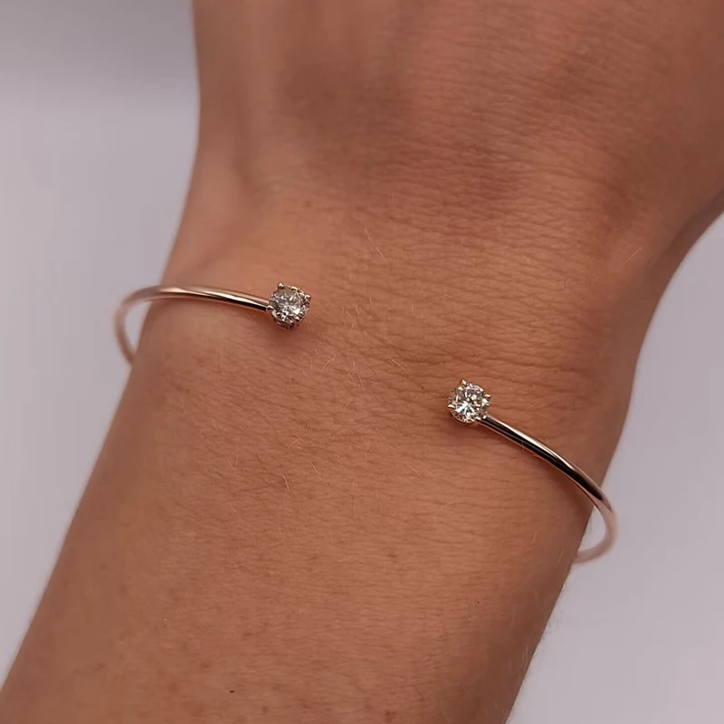 Anziw 5mm 0.5CT D VVS1 Bangle Cuff Real 925 Sterling Silver Bracelet for Women Hand Opening Cuffs Fine Jewelry Gifts 250408