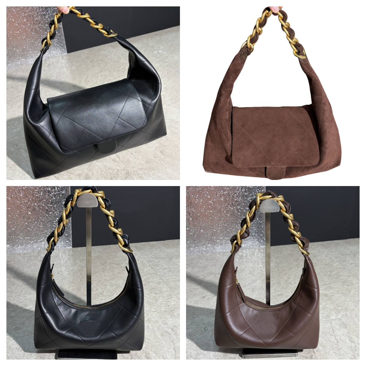 Designer Shoulder Bag New Arrival Large Capacity hobo Underarm bag Style Women's Luxury Chunky Chain Tote Chocolate Brown Suede Bag Designer Weekend Bag