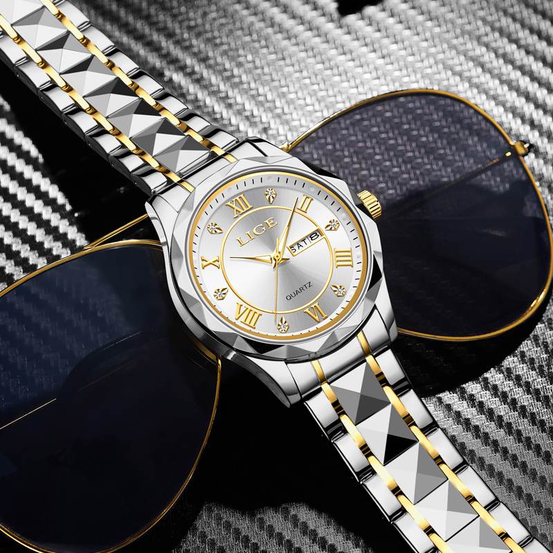 LIGE Men's Quartz Watch Men's Classic Traditional Watch Stainless Steel strap Men's Casual Waterproof Watch Youth Fashion Watch Student