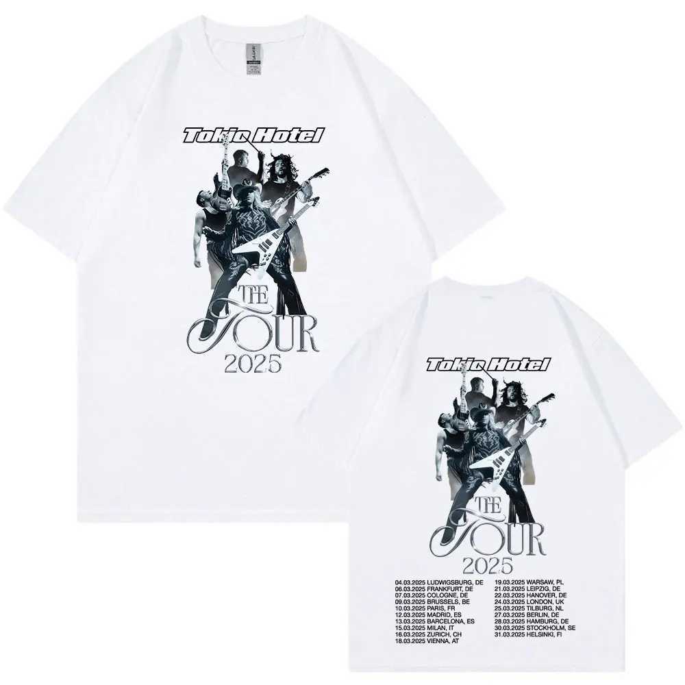 German rock band Tokyo hotel tour 2025 T-shirt mens hip-hop punk gothic T-shirt cotton casual loose short sleeved T-shirtXJ250409