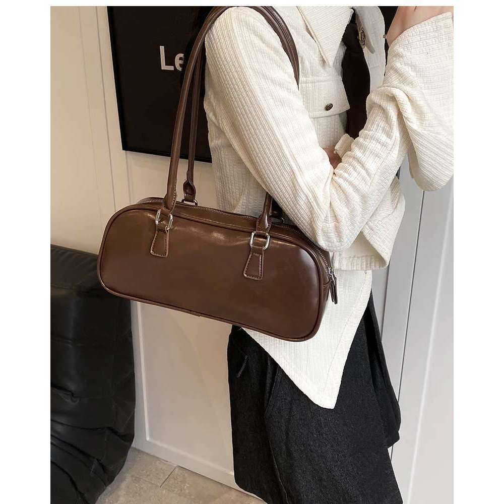 Solid Color PU Leather Underarm Bags For Women 2024 Spring Korean Fashion Retro Simple Shoulder Bag Lady Handbags And Purses