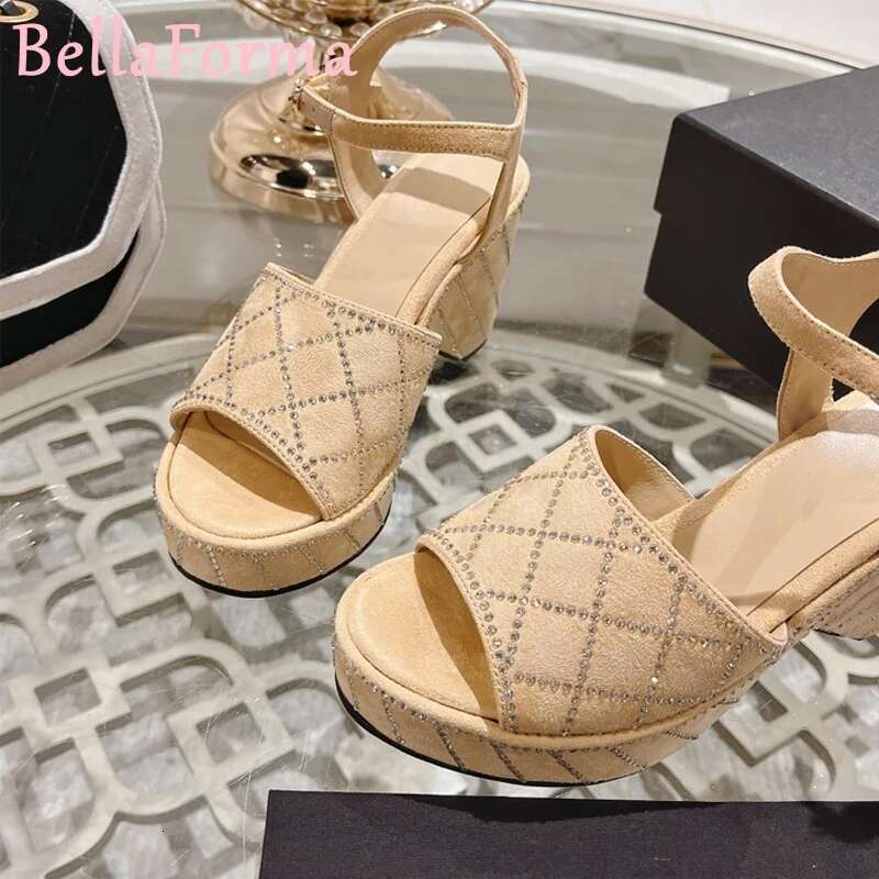 Women's Wedge Rhie Sandals One-E Strappy Suede Waterproof Platform Light Vintage Sweet Fish Mouth Open-Toe Heels