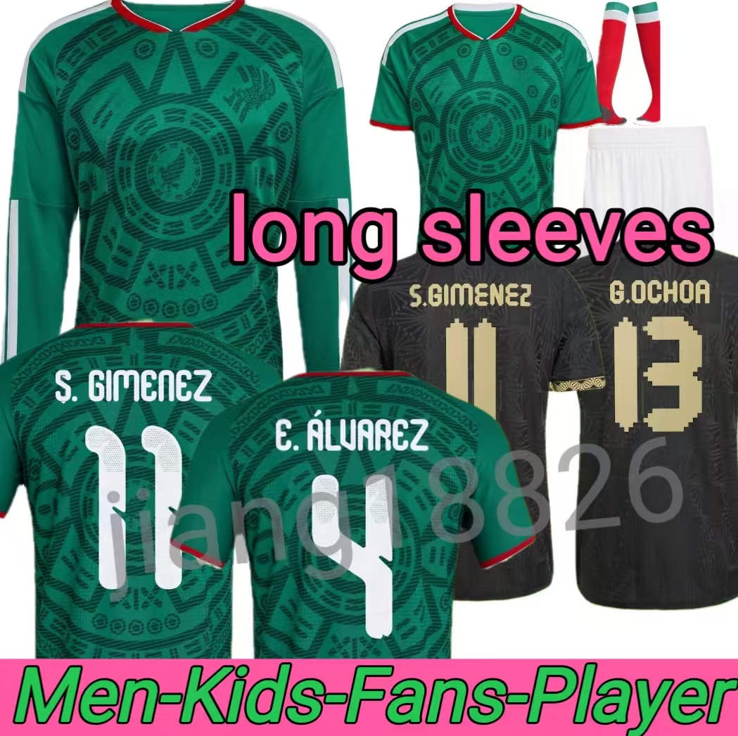 26 27 Mexico Soccer Jersey Home Away RAULCHICHARITO LOZANO DOS SANTOS Club Football Shirt Kids Kit H.LOZANO Men Sets Uniforms Fans Player Version