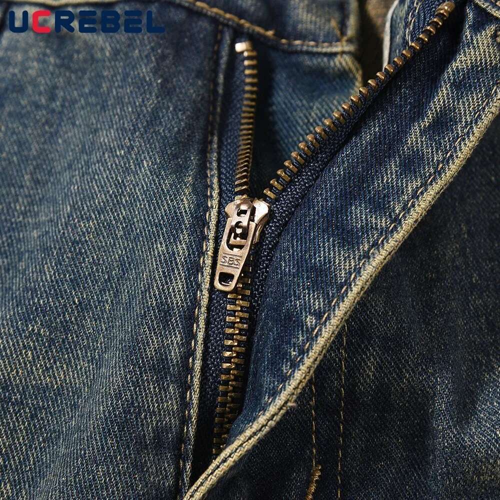 Retro Casual Denim Wide Leg Mens Y2k Streetwear Washed Blue Straight-Leg Pants Men Jeans
