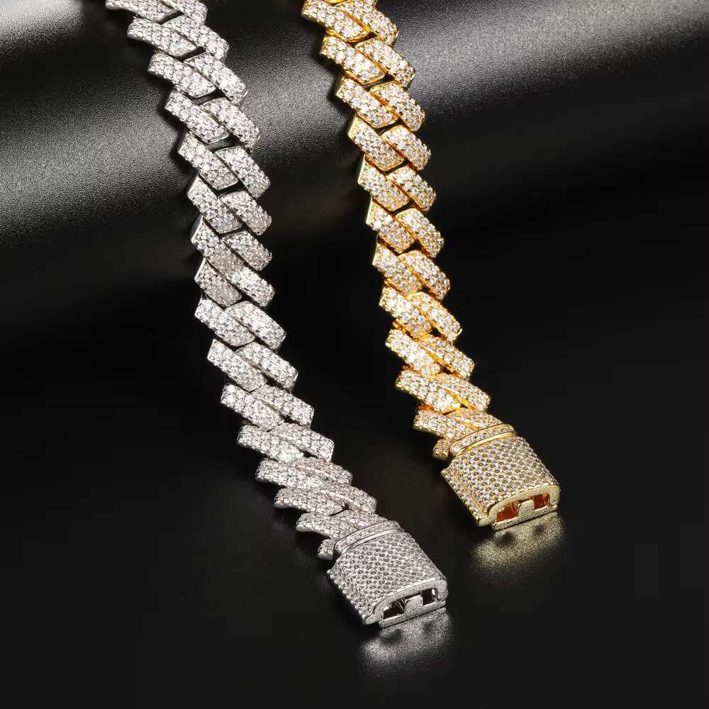 Iced Out Men 13mm Miami Cuban K thick chain necklace Bg CZ 2 Row Chains male and female rapper Jewelry