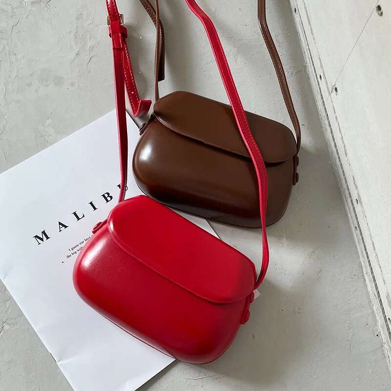 Womens Small Messenger Solid PU Leather Shiny Shoulder Bag Fashion Saddle Bags Flip Buckle Phone Coin Purse Lipstick Storage