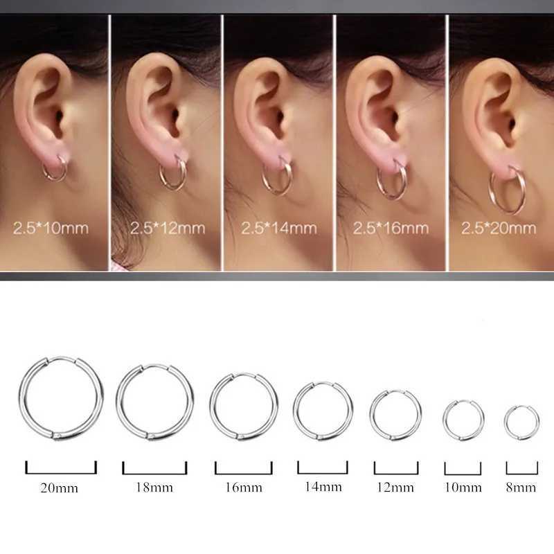 8/10/12/14/16/18/20mm Stainless Steel Huggie Hoop Earrings for Women Men Z250408