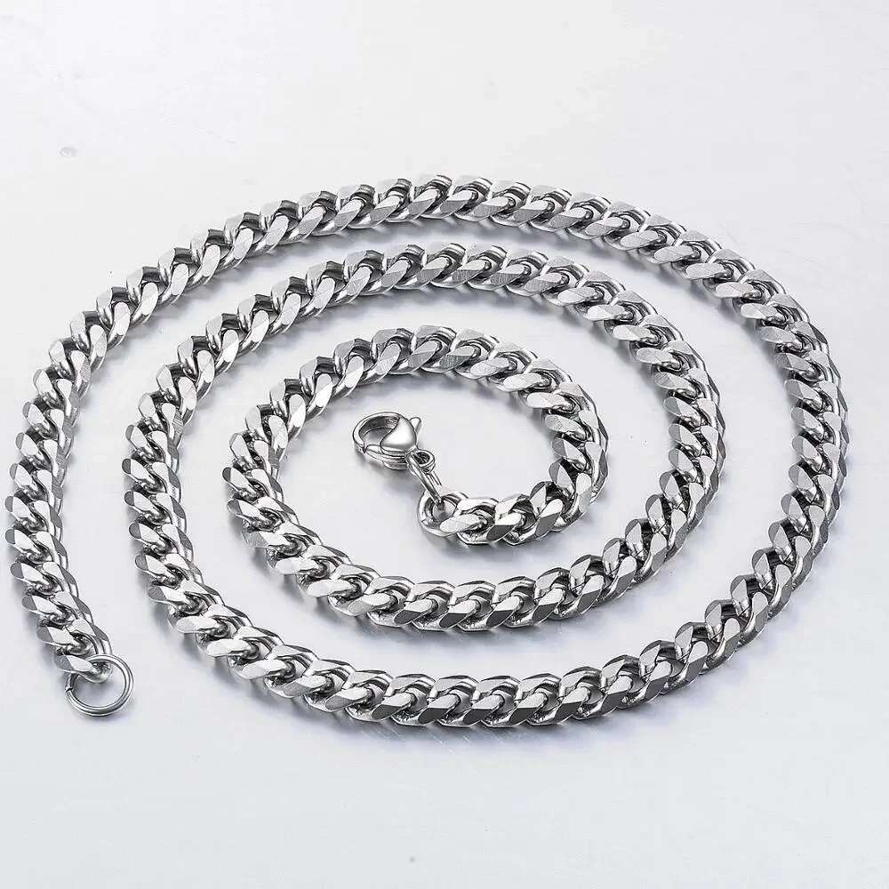 New Style Stainless Steel Cuban Chain Gold Black Color Fashion Hip Hop Men And Women Necklace Jewelry