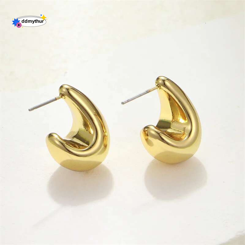 Vintage Chunky Dome Drop Earrings For Women Golden Color Stainless Steel Thick Teardrop Earring Statement Wedding Jewelry Gift ddmypanda ddmythur