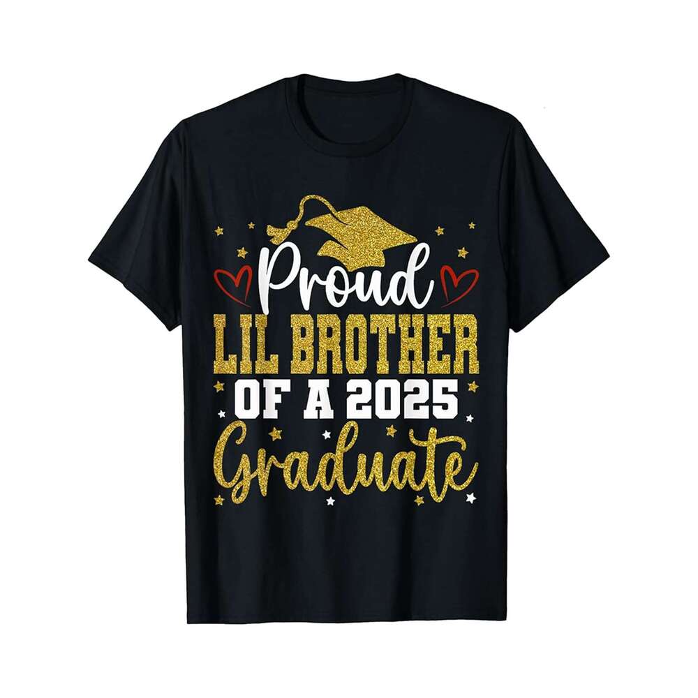 Designer T shirt Proud Lil Brother Of A 2025 Senior Graduate Basketball - 220g Tshits