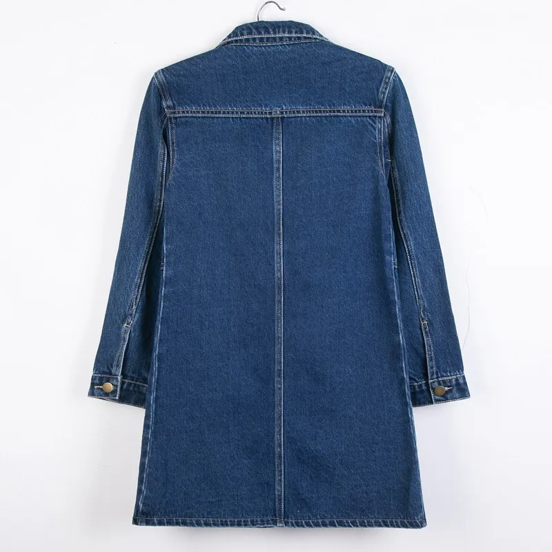Womens denim jacket with spring and autumn long sleeves pockets mid length jeans fashionable full matching 250409