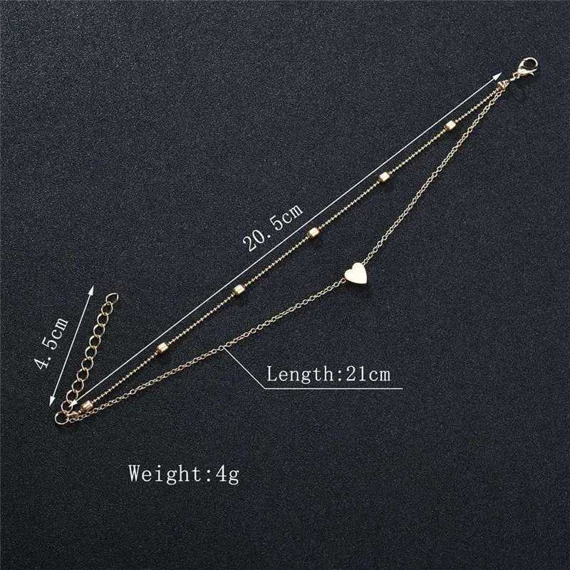2pcs Anklets Women Heart Ankle Bracelet Charm Beaded Dainty Foot Jewelry for Women and Teen Girls Summer Barefoot Beach Z250408