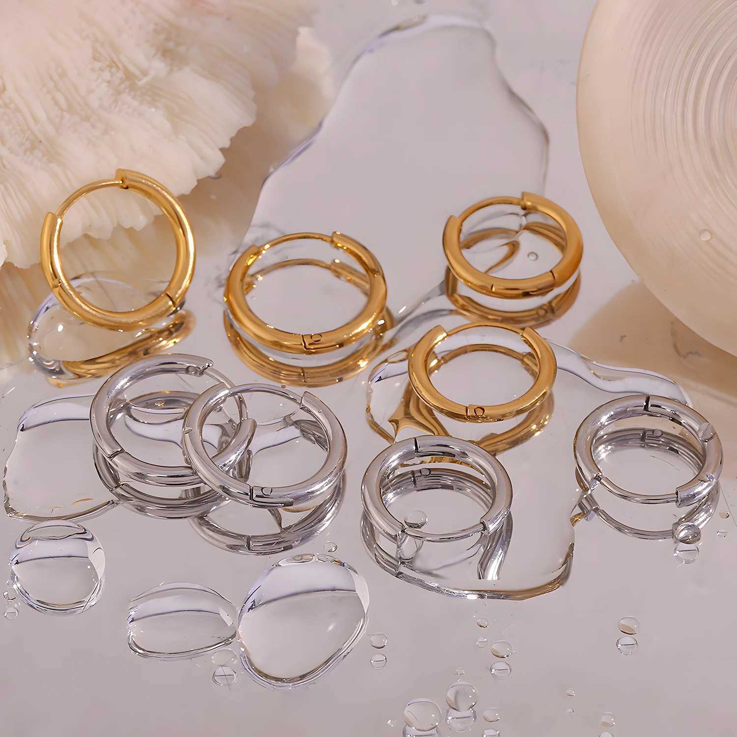 4 pair 8/10/12/14mm Stainless Steel Round Circle Hoop Earrings for Women Tiny Hoops Ear Piercing Loop Ring Z250408