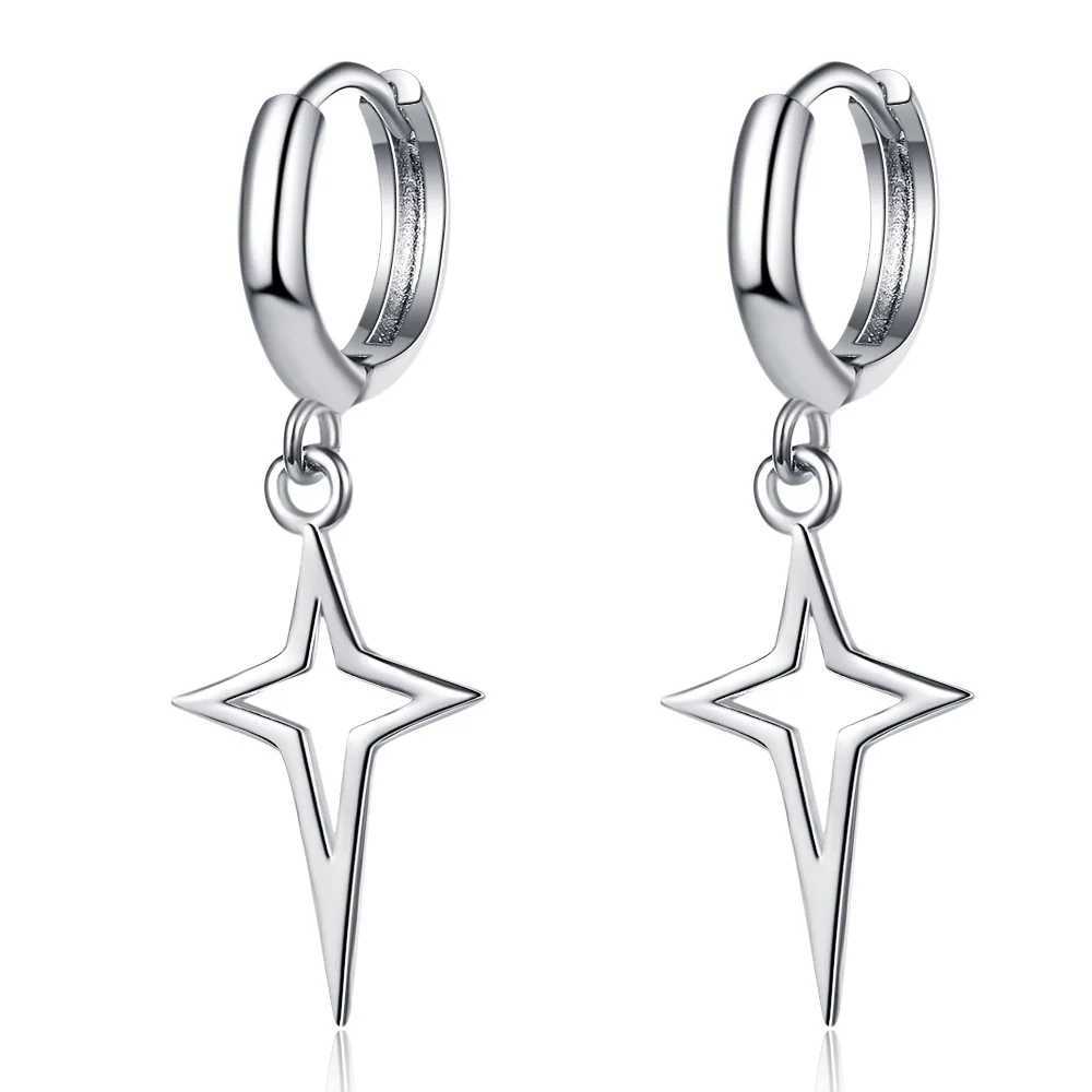 Punk Metal Hollow Star Dangle Earrings for Women Silver Color Classics Cross Drop Earrings Trendy Statement Loop Jewelry Gift Z250408