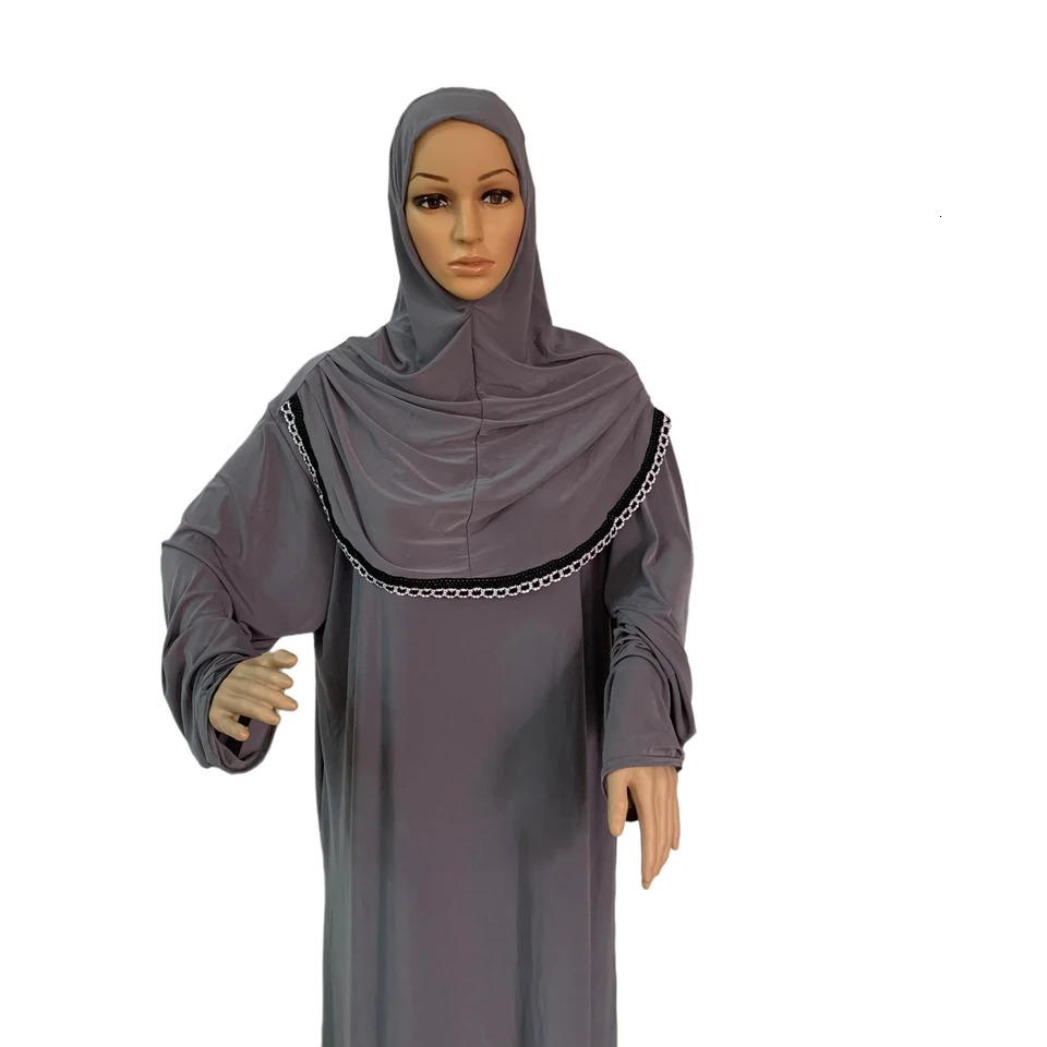 H118 No Size Muslim Dress with Headscarf Prayer Khimar Kaftan Burqa Abaya robe Middle Eastern Region Clothing 250409