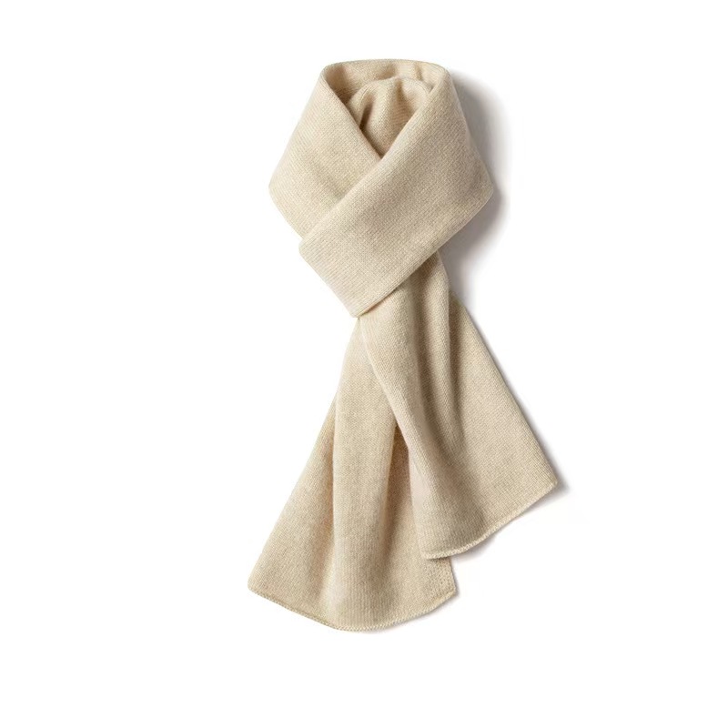 K1443 Cashmere Neck Scarf Men's Long Autumn and Winter New Style Pure Color Knitted Thick Warm Wool Neck Scarf Wholesale