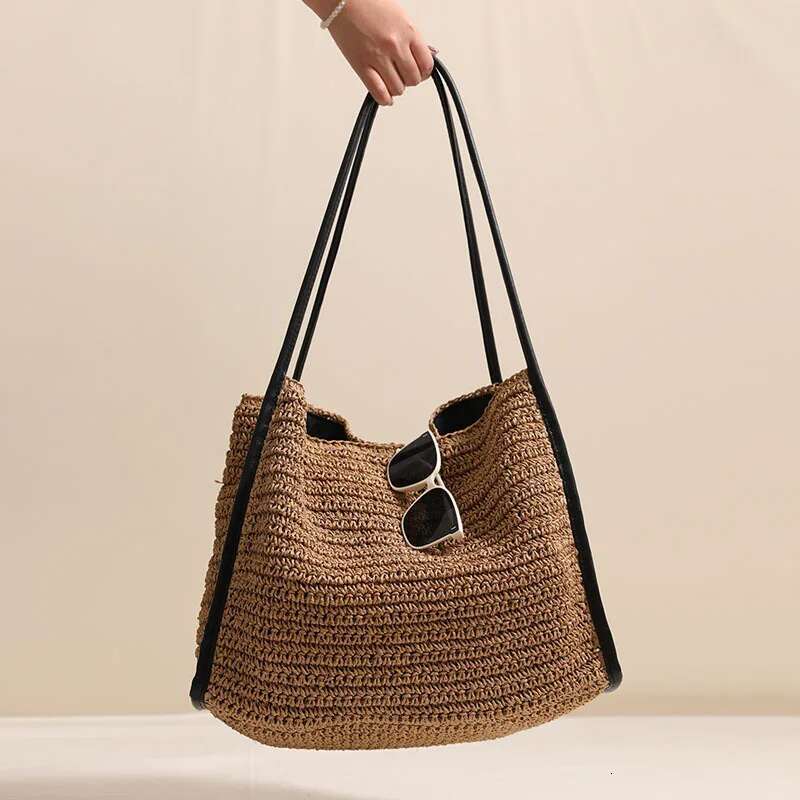2025 Paper Rope Woven Straw Women's Large Capacity Shoulder Summer Fashion Female Beach Bag Bali Shopper Tote