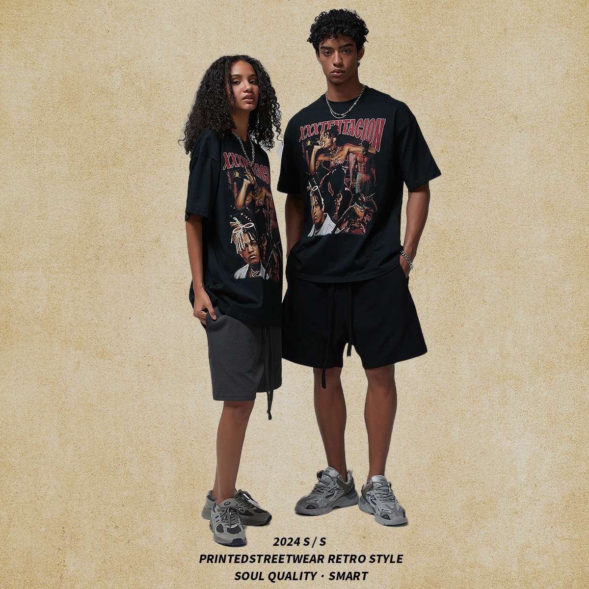Wear | 2025 New Product 230g Digital Printed Men's Short sleeved Street Trendy Brand Loose T-shirt Men
