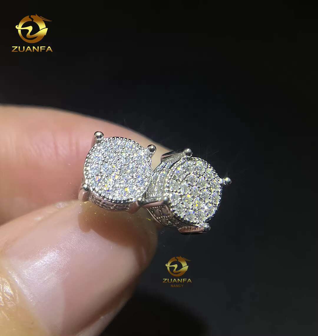 Hip Hop Jewelry Pass Diamond Tester High Quality Mens Earring 10k Solid Gold Moissanite Ear Studs Earrings
