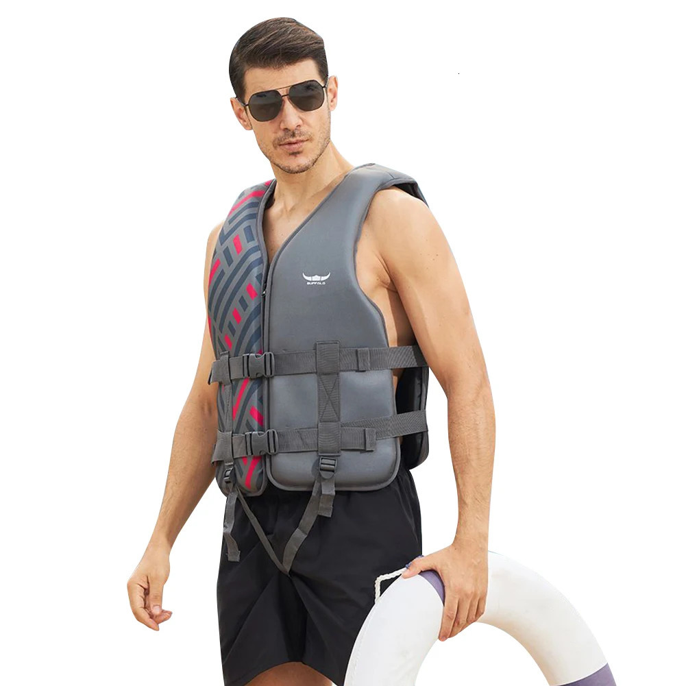 Water sports life vest adult fishing and snorkeling jacket adjustable chloroprene rubber life vest safe marine activity jacket life vest 250409