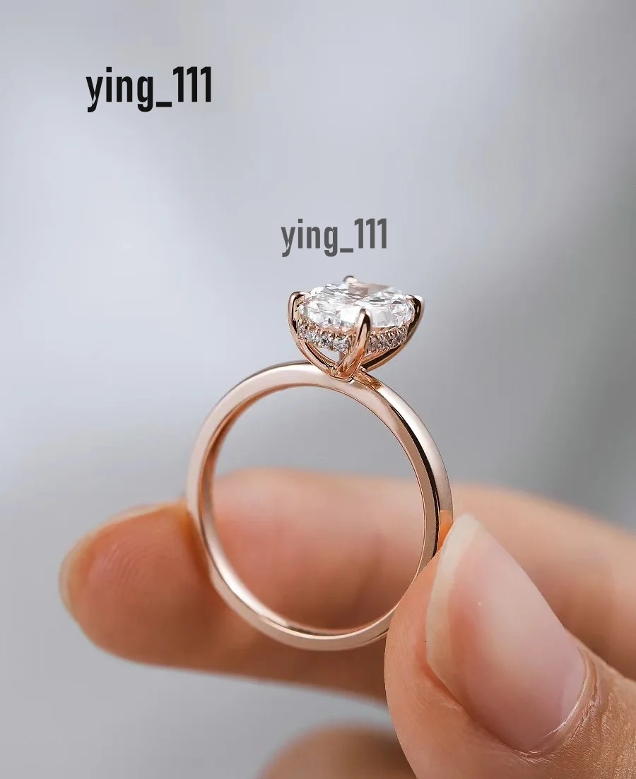 IGI Lab Grow Diamond Ring Oval 2CT Simple 4 claw 18K rose gold wedding ring Diamond Ring for female couples Valentines Day gift