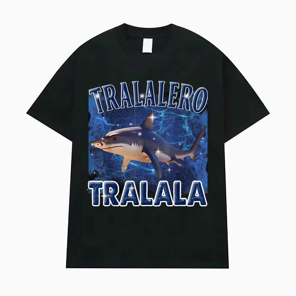 Tralalero Tralala Fun Shark Meme T-shirt Gift Mens Fashion Gothic Retro T-shirt Mens Casual Humorous Oversized T-shirtXJ250409