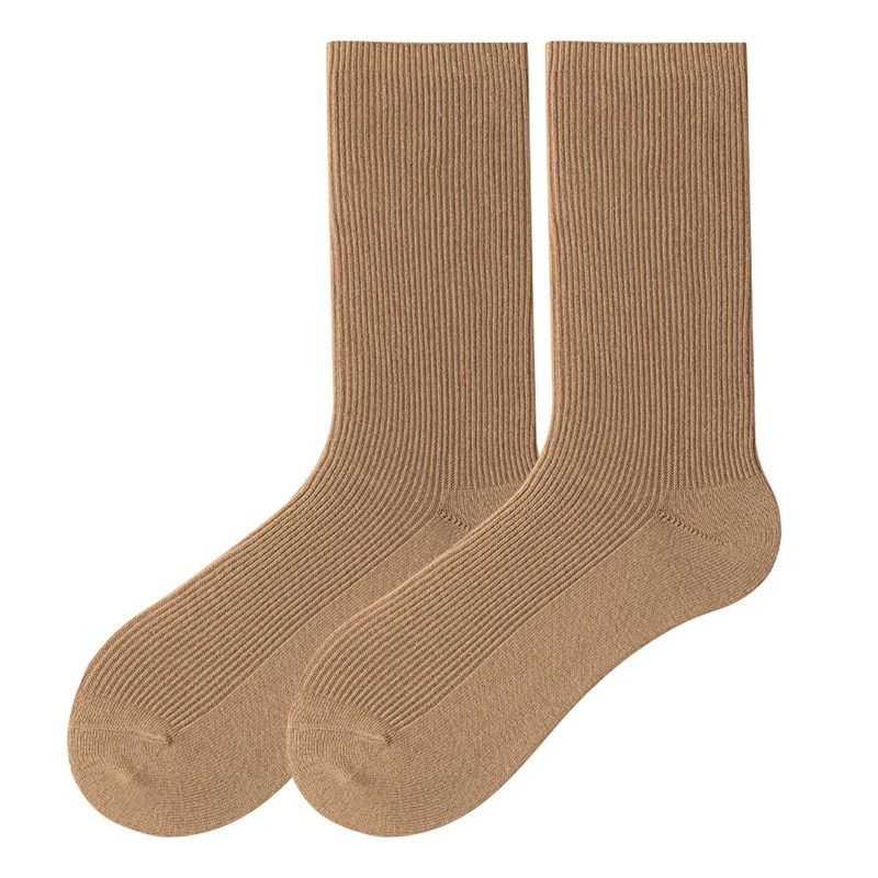 Womens Socks Autumn Casual Simple Solid Color Winter Warm Socks For Women Korean Style Middle Tube Girls Pile Socks 250409