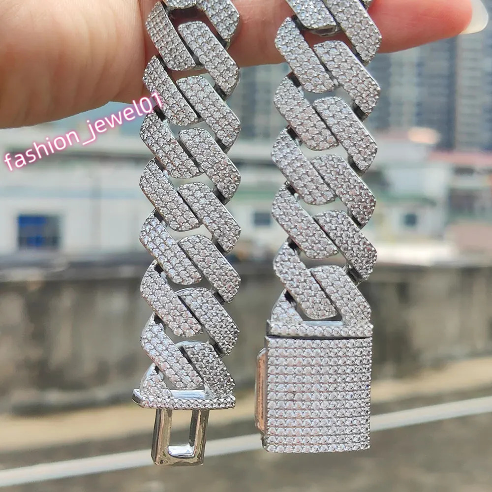 High Quality Hip Hop Jewelry 20mm Bling Iced Out Necklace Three Row Thick And Heavy Cuban Link Chain Necklace For Men
