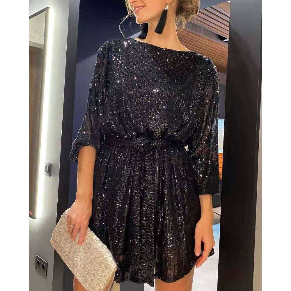 Festival Party Shiny Sequin Small Formal Night club dress Women's Clothing SEXY womens ladies lace dresses WOMEN