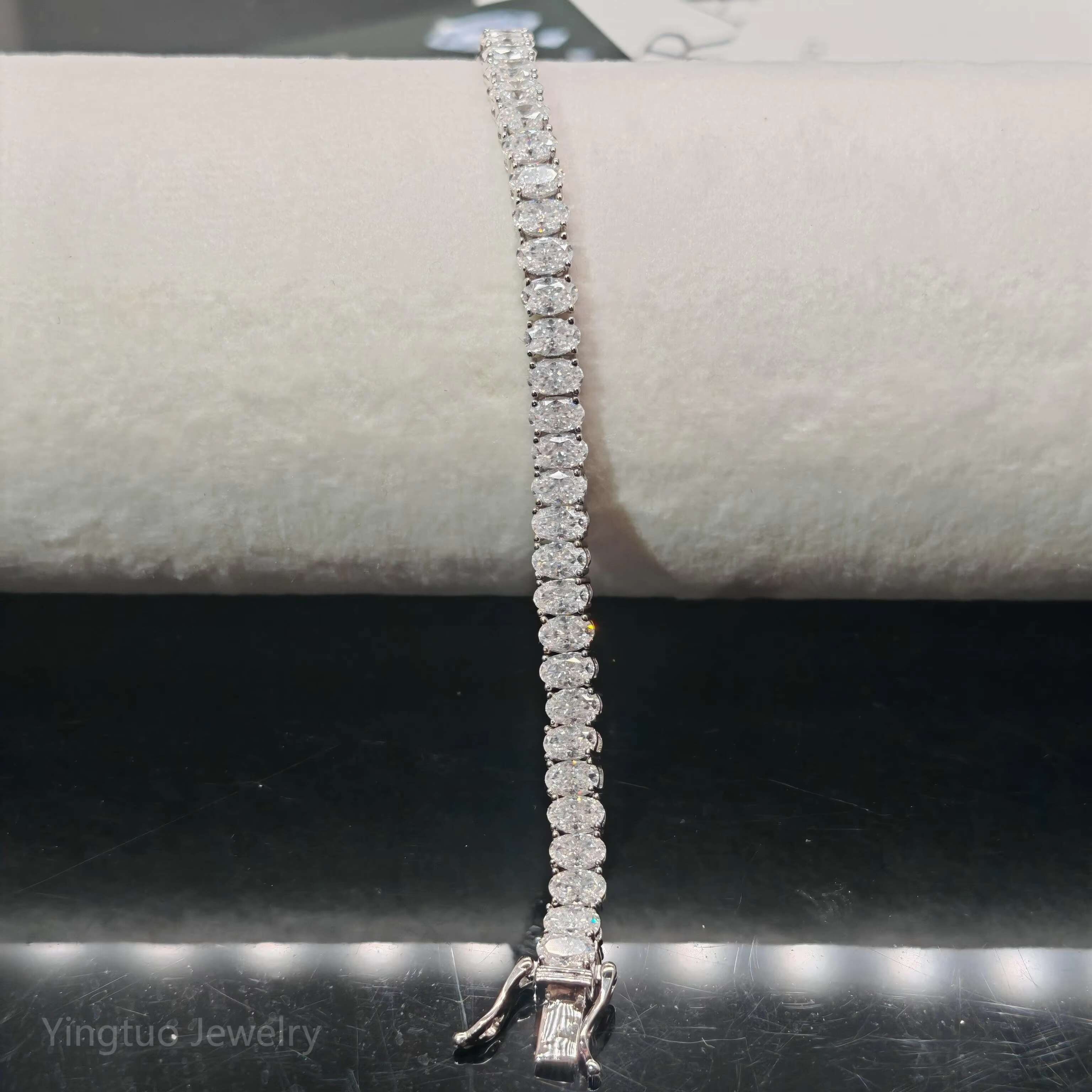 Hot Selling Oval Shape Tennis Chain Fine Jewelry Man Women S925 Silver Chain Hip Hop Bracelet VVS Moissanite Cuban Chain