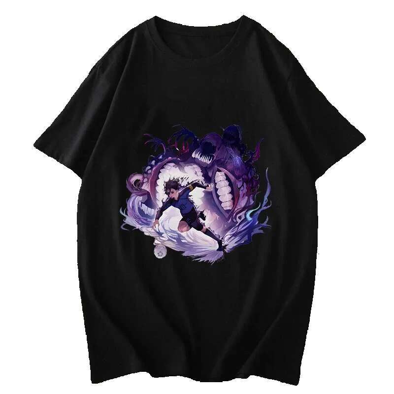 Blue Yoichi Isagi manga retro shirt hip-hop unisex street clothing pattern blue lock oversized T-shirt top