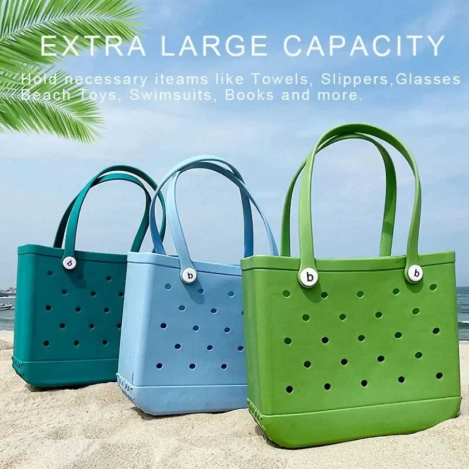 Large Boggs Beach Bag Summer EVA Beach Basket Wen Picnic Tote Bag Holes Waterproof Handbag Pouch Shopping Shoder Bag Z2504095