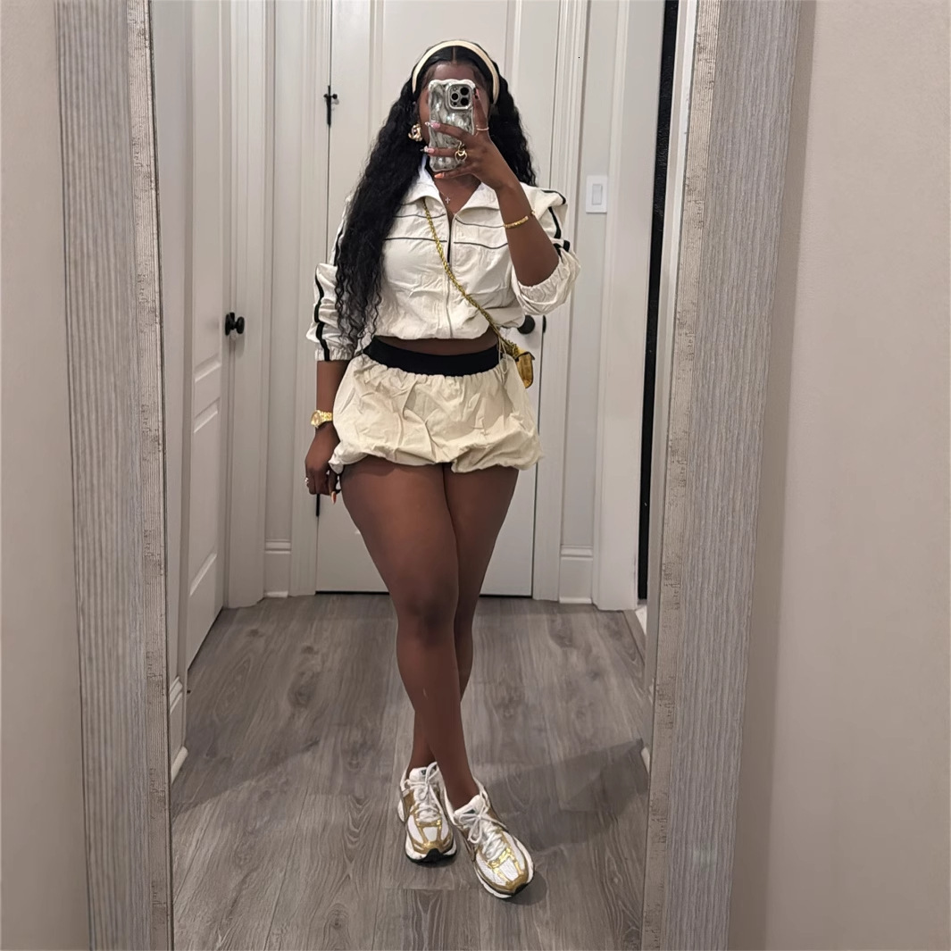 2025S Designer Women S Set Summer Open Umbilical Zipper Sleeve Top Waist Bag Hip Short Skirt Set For Women