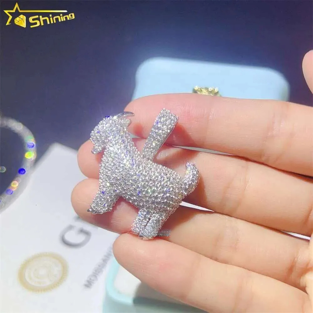Hot Sale Iced Out Charms Sier Small Goats Dia Moissanite Pendant For Tennis Chain