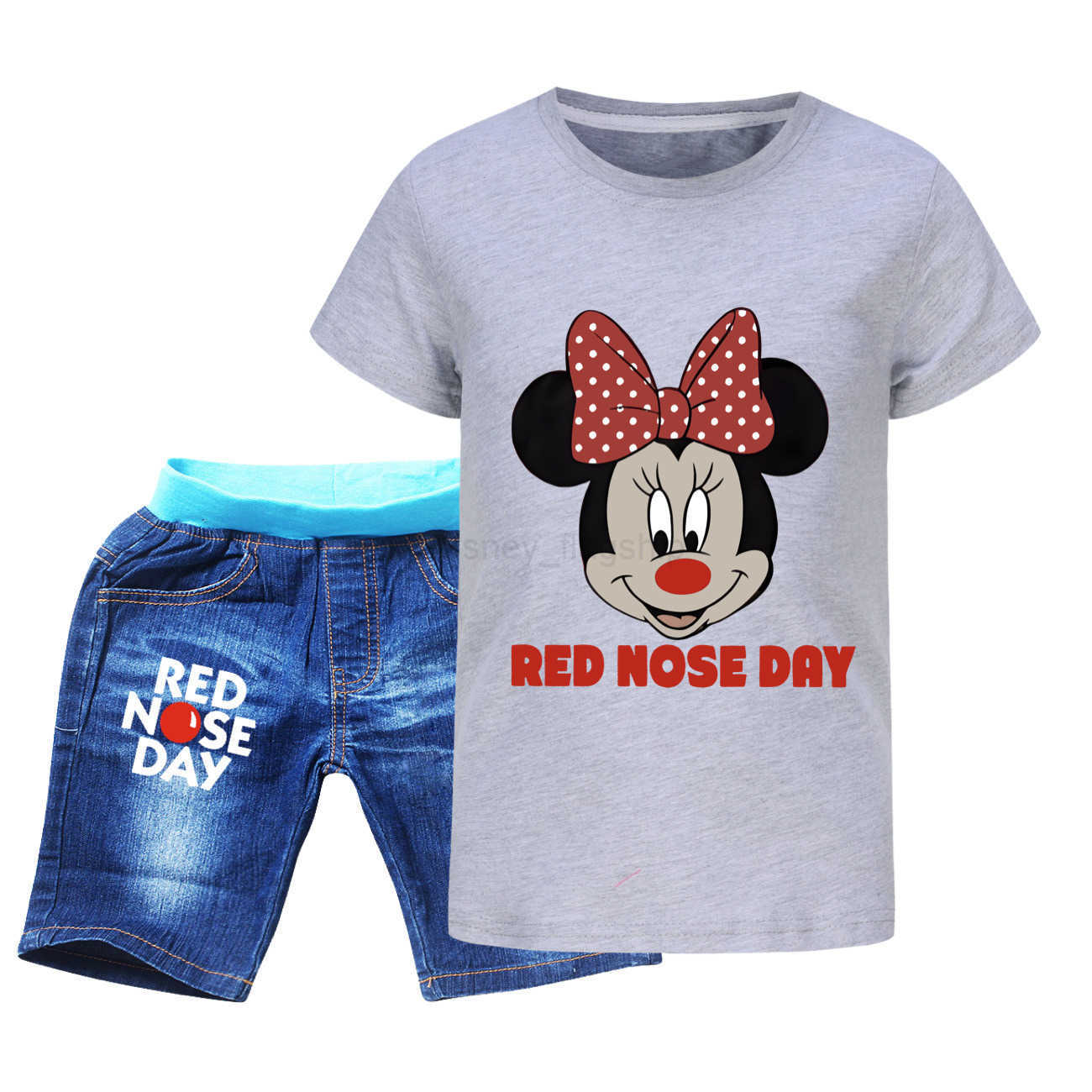 Disney Red Nose Mickey Boys and Girls Summer T-shirt Shorts Set Cowboy Set 4204XJ250409