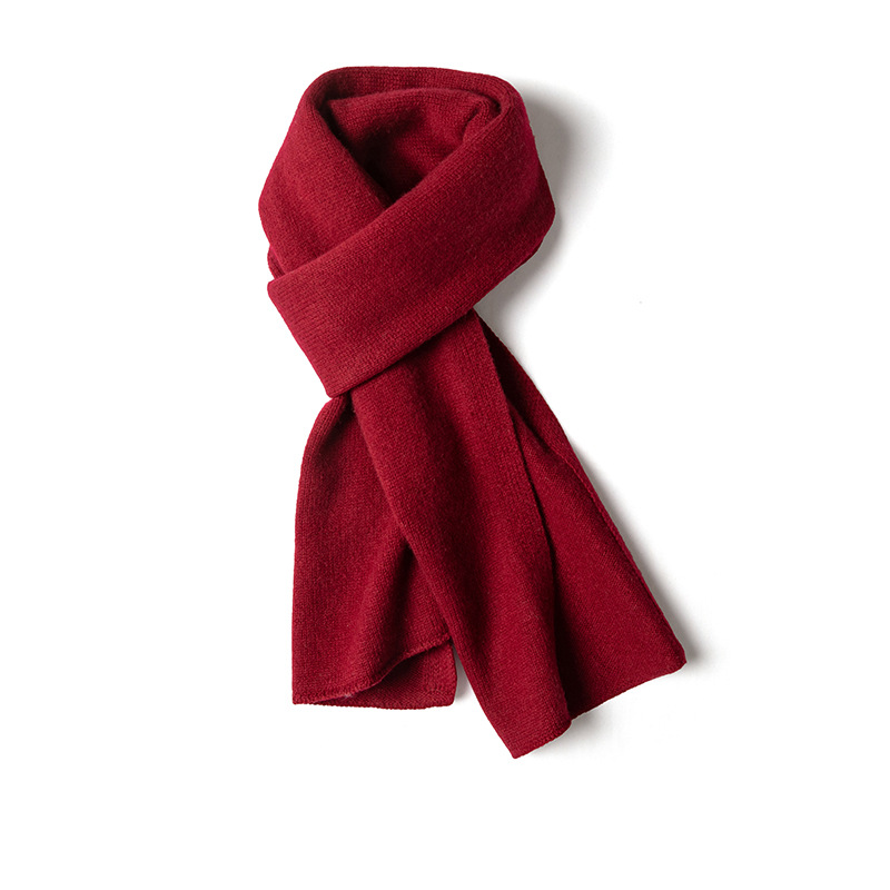 K343 Cashmere Neck Scarf Men's Long Autumn and Winter New Style Pure Color Knitted Thick Warm Wool Neck Scarf Wholesale