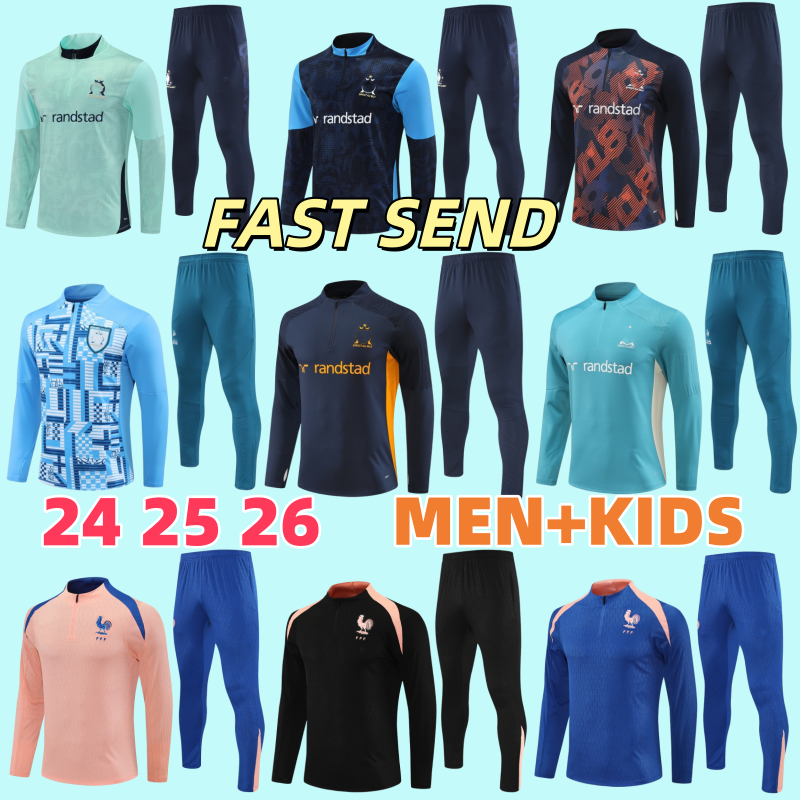 OM 24 25 26 MMarseille training jersey GREENWOOD BALERDI MarseilleES 2025 2026 ensemble training OM football jogging enfants hommes kit sportswear