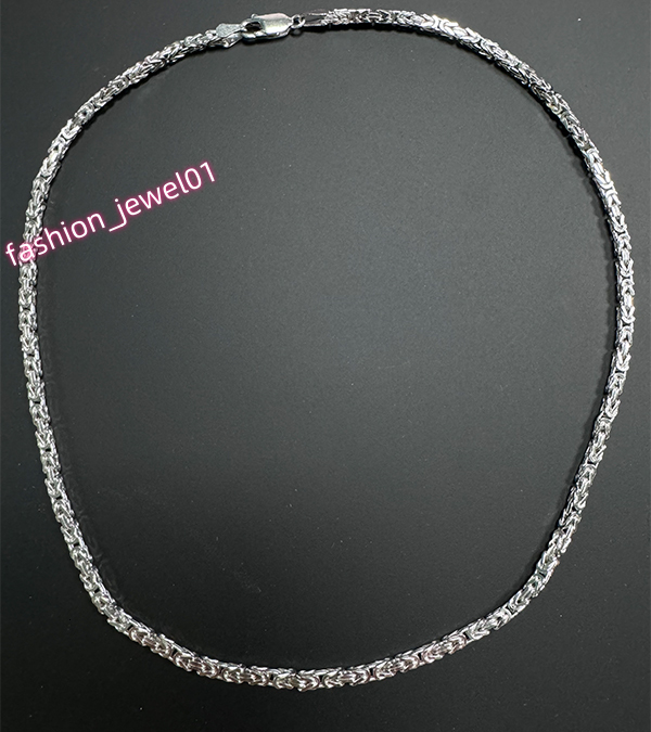 Fashion Punk 925 Silver 2.5mm Hip Hop Bike Link King Emperor Byzantine Chain Necklaces Men