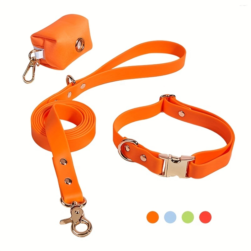 Update Waterproof Dog Leash & Collar Set - PVC Wrap Adjustable Easy Clean Small Medium Large Dogs