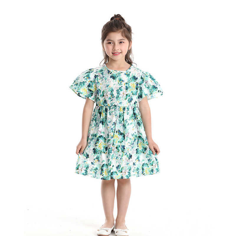 Summer countryside style childrens set boys beach wear short sleeved floral shirt elastic band shorts trendy and stylish brother and sister outfit S25