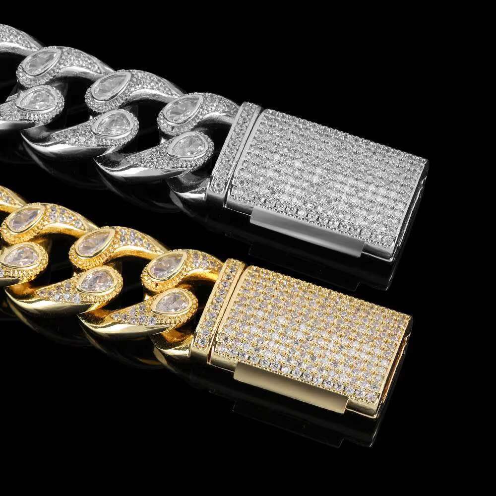 Miami genuine 12mm white gold Selfer lace sier plated men's hops Cuban chain necklace