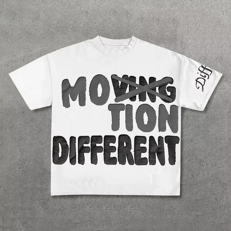 Retro sports with different patterns 100% pure cotton short sleeved Tshirt for men Y2K oversized women womens top 250409