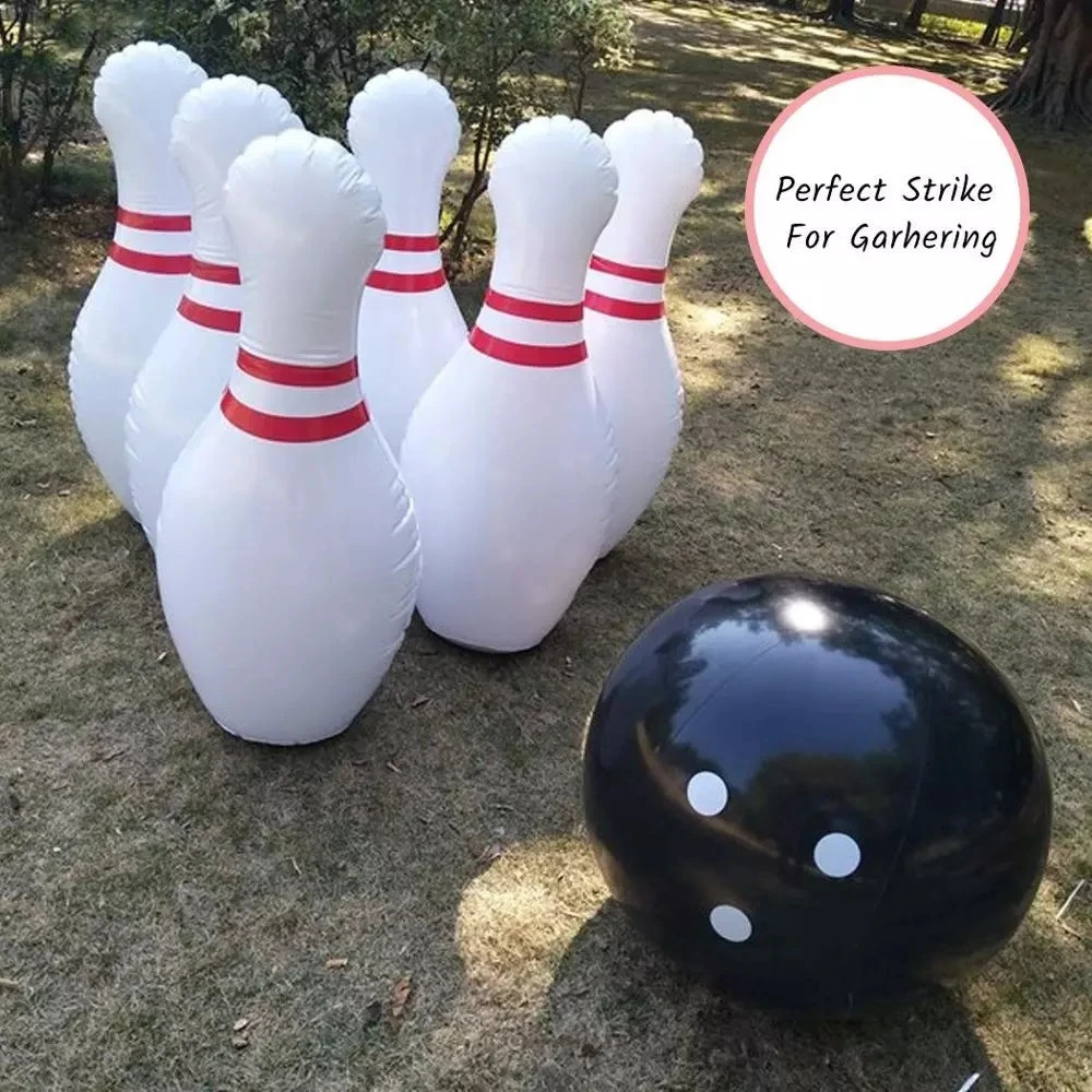 Novelty Place Giant Childrens Inflatable Bowling Set Outdoor Lawn Courtyard Game Family Giant 22 Pin and 16 Ball Inflatable Toy 250409