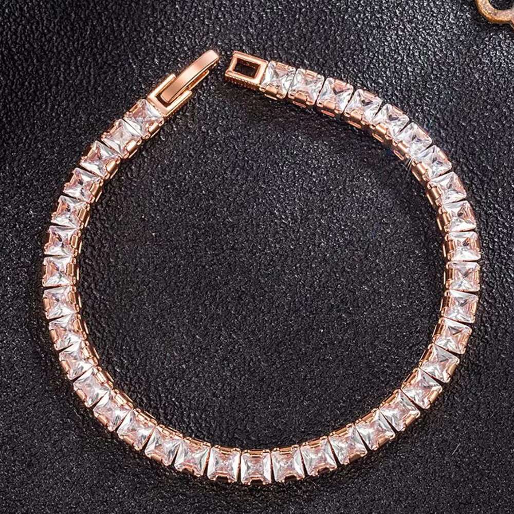 Best Gift Jewelry 5MM Wide Square 3A Cubic Zirconia Tennis Chain Bracelet Fashion Women 925 Sterling Silver Moissanite Bracelet