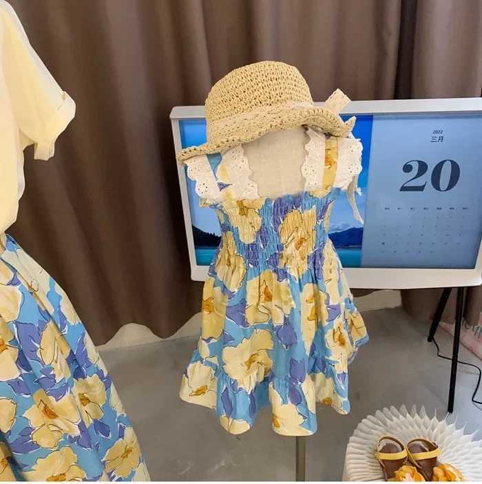 Mother and Douther Clothes Summer Women R Shirt Skirts Two Piece Set Baby Girls Flower Dress Family Match Summer Clothing S2548