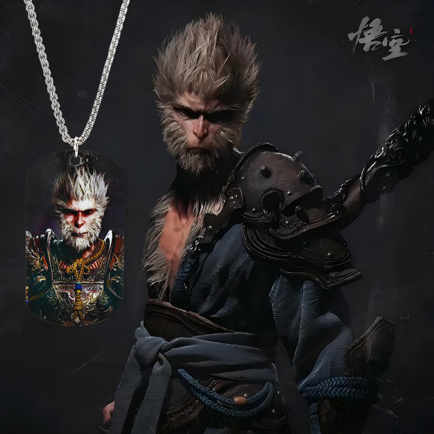 Game Black Myth Wukong Merchandise Monkey King Badge Pendant Stainless Steel Necklace Unisex