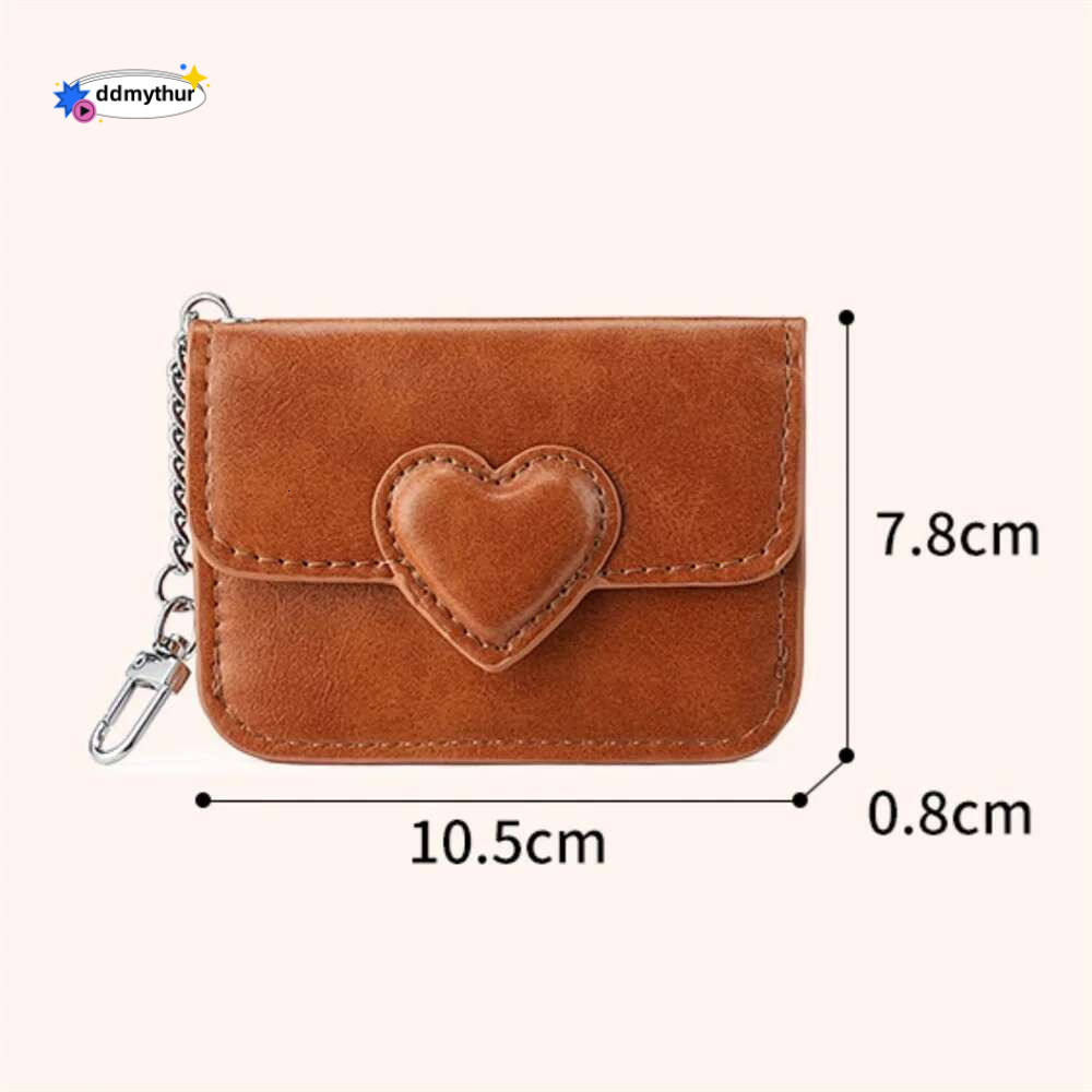 Heart Coin High-grade Keychain PU Leather Portable Mini Purse Multi-card Slots Anti-magnetic Card Holder Bag for Women Men ddmythur